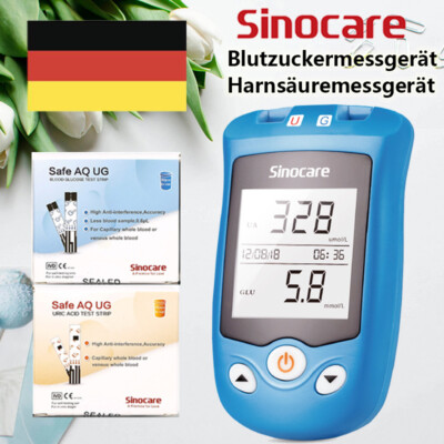 mg/dL Sinocare UG Blutzucker Harnsäuremessgerät 50PCS+ 50PCS Teststreifen Gicht