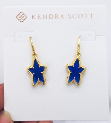 NEW Authentic KENDRA SCOTT Cobalt Blue Illusion Ada Gold Star Drop Earrings