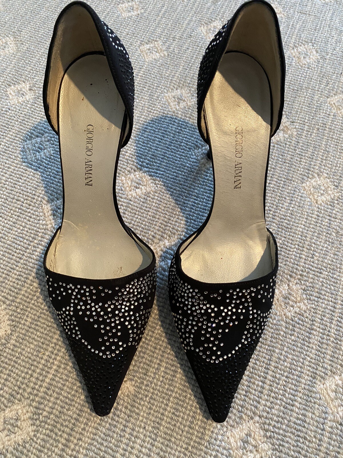 E'MAR Italy Ari Comfortable Block Heel Pump Crystal Pearl Size 36