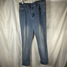 DG2 Diane Gilman Stressed Denim Pull-on Pants Size 8 Cotton Spandex Stretch Fit