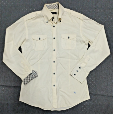 BURBERRY BLACK LABEL Men Shirt Button Down Long sleeve IVORY Size 