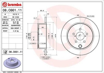 2x BREMBO Bremsscheibe Hinterachse für SUBARU