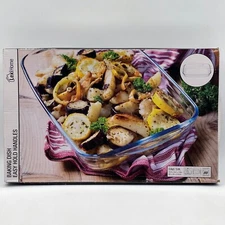 LexiHome Glass Casserole Baking Dish 3.8qt 3.6L Easy Hold Handles 15.4x9.4x2.6"