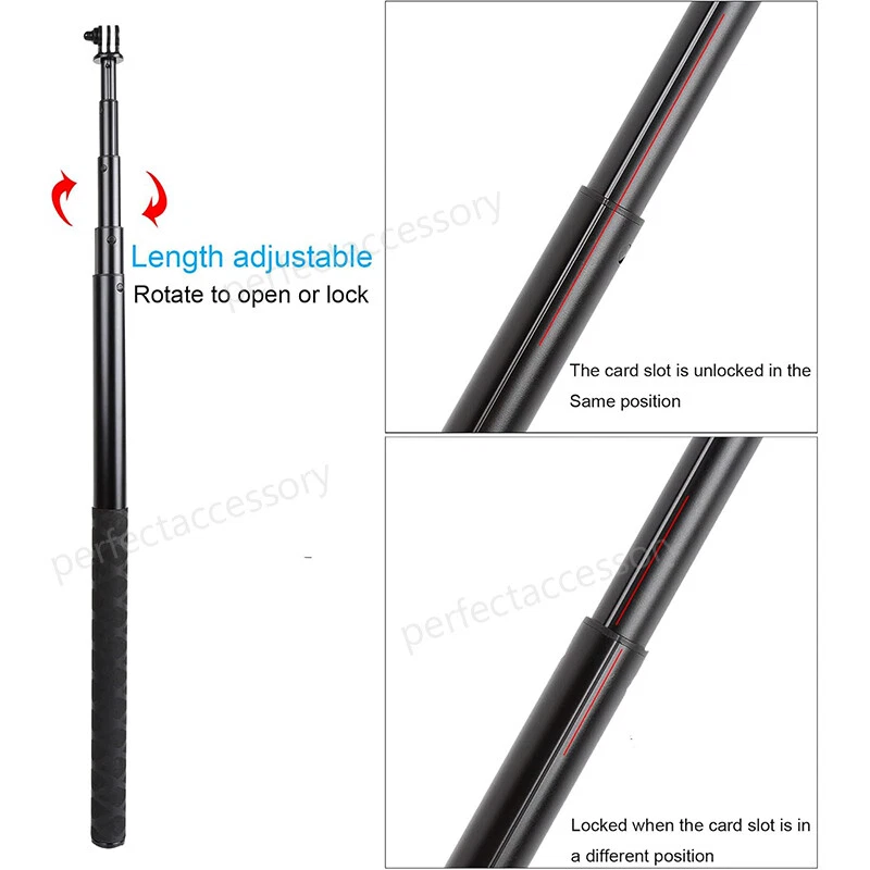 79" Extendable Selfie Stick For Gopro 13 12 11 10 9 8 7 6 5 Blcak 4 Silver MAX - Image 4 of 4