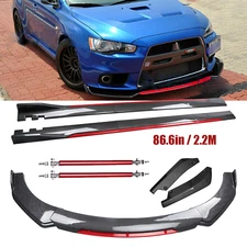 For Mitsubishi Lancer EVO X Front Bumper Lip Spoiler Side Skirt Carbon Fiber Bod