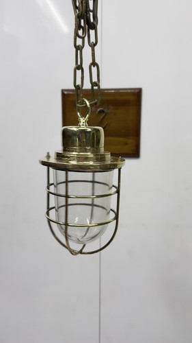 Vintage Old Brass Bulkhead Pendant - Mid-Century Nautical Ceiling Hanging Light - Video 1 of 1