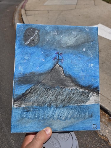 Pintura al óleo arte impresionista obra de arte moderna montaña sobre lienzo - Imagen 1 de 8