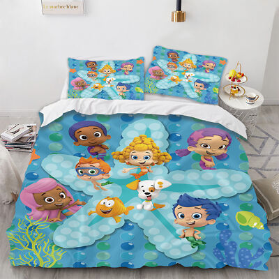 Bubble Guppies Bettwäsche Set Kissenbezüge 80x80 Anpassbar Bettbezug 135x200