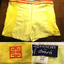 VTG RARE 70s Givenchy for Chesa Yellow  Orange Swimming Trunks Shorts Size 46