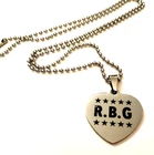 Collier pendentif RBG Ruth Bader Ginsberg en forme de cœur Cour suprême 24 en chaîne