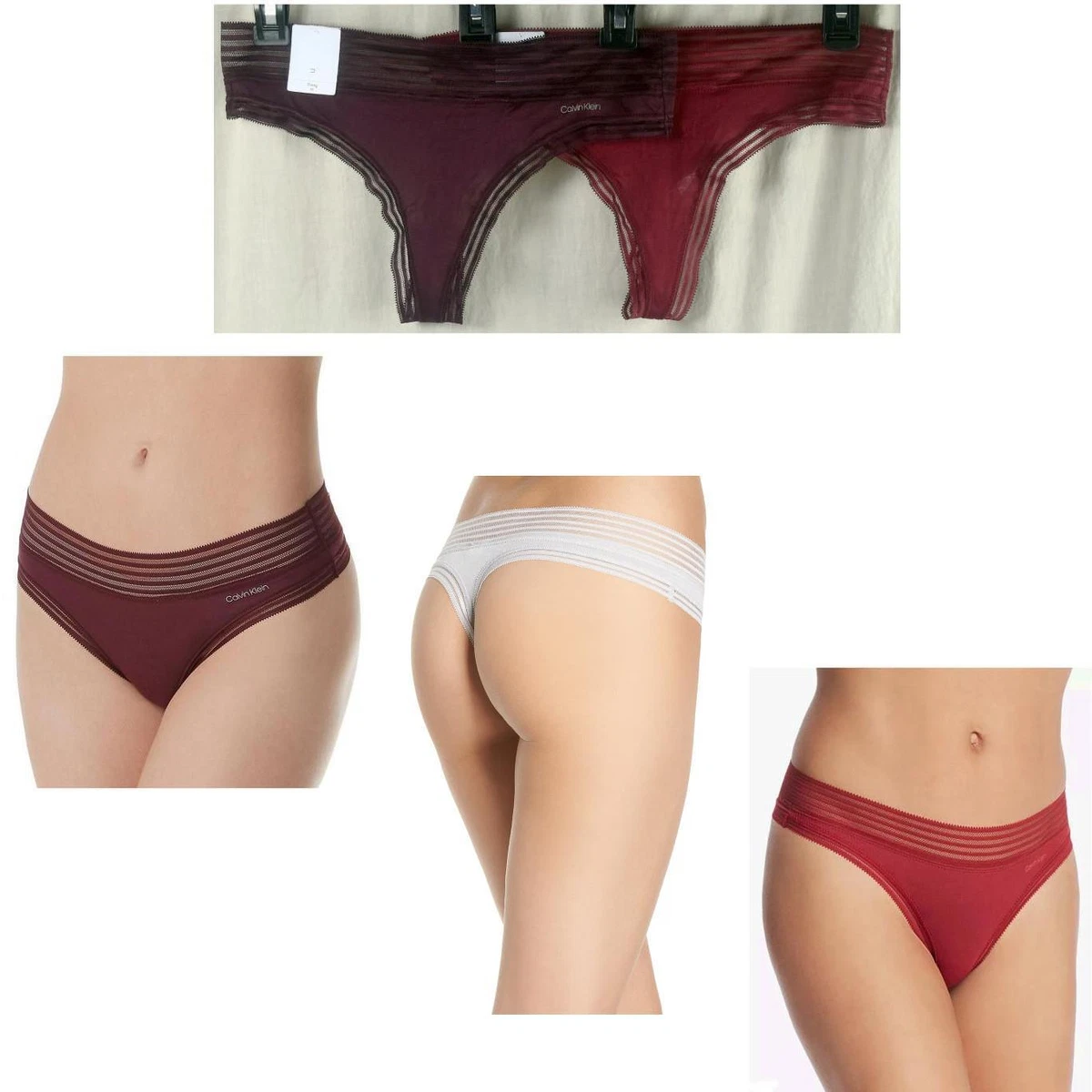 Calvin Klein Stretch Modal Waist Stripe Thong QD3670 Choose Size