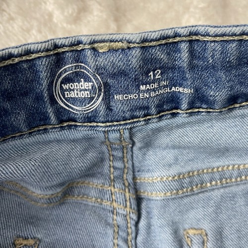 Wonder Nation Blue Stretch Fry Hem Denim Shorts Girls Size 12 Years Old Casual - Picture 14 of 15