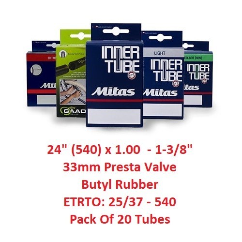 20x Mitas 24"" Inner Tube - Wheelchair - 24x 1- 1-3/8"" - Presta 25/37-540 Joblot