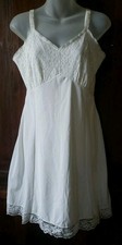 Vintage Velrose Ivory Nylon Dress Full Slip Size 38 Lingerie Lace Adjustable