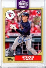 2025 Topps Archives Signature Series Steven Kwan Auto /60 RC Buyback Guardians