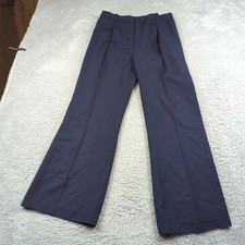 VTG Ralph Ralph Lauren Pants Womens Waist 29 Blue Pinstripe Pleated Wool Flare
