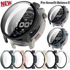 Glass+PC Case for Amazfit Balance 2 Screen Protector Tempered Glass Bumper Cover
