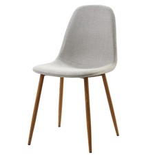 Teamson Home Minimalist Fabric Chair Seating Light Grey Fabric Wood Grain Legs