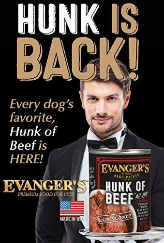 Evanger's Hunk of Beef Dog Food - Premium Beef Canned Dog Food, 12 oz Can