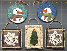 Handmade Wool Christmas Ornaments SNOWMAN TRE...