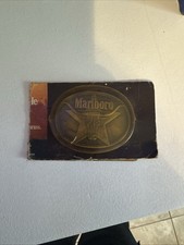 Vintage Marlboro Belt Buckle Solid Brass Philip Morris 1987 Longhorn Steer Star