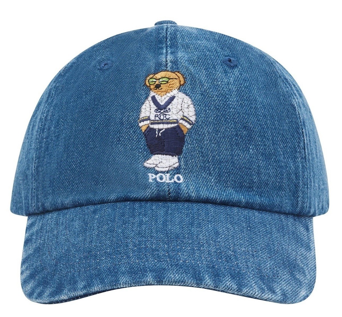 POLO Ralph Lauren Men's Classic Blue Denim Leather Strap Hat Ball