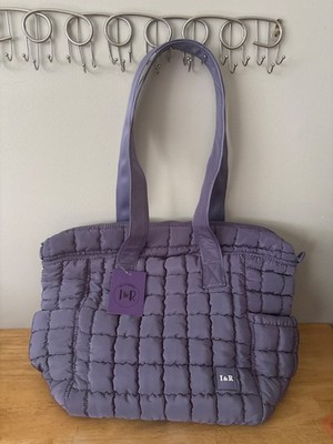 iris and rainbow quilted bag NWT purple with side pocket