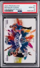 PANINI PRIZM BLACK COLOR BLAST DUALS #4 JALEN BRUNSON/KARL-ANTHONY TOWNS PSA 10