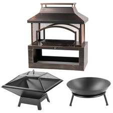 GARDEN FIRE PIT OUTDOOR WOOD LOG BURNER PATIO HEATER STEEL METAL CAMPING BRAZIER
