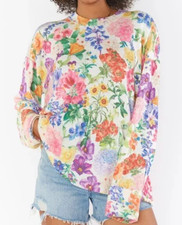 NWOT Show Me Your Mumu Sue Cuffed Tunic Sweater in Ivory Botanical Floral-size L