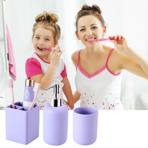 Resin 6 Pcs Purple Bathroom Set Complete with Toothbrush Holder, Lotion Soap ... - Picture 4 of 6