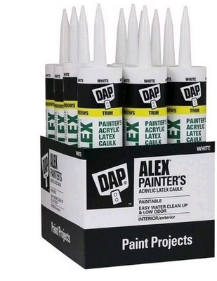 DAP Alex Painter's Acrylic Latex Caulk, White, 10.1 Oz, 12 Pack (7079818670)
