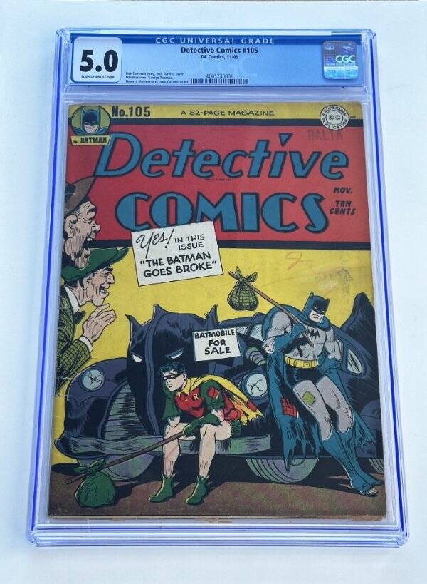 Detective Comics #105 CGC 5.0 Batman Robin Batmobile Cover Golden