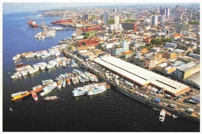Manaus Amazonas Brazil Fair of Modern Manaus Floating Dock Downtown aerial view