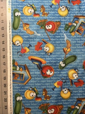 Veggie Tales Religious Bob Larry Junior 1/2 Yard Cotton Fabric - New