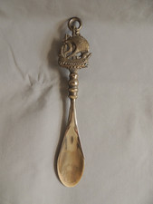 Vintage bronze shoehorn hand made carved handle with ship