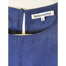 Reformation mini blue linen sleeveless shift dress US 0