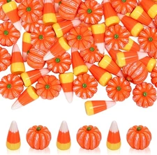 60pcs Mini Resin Pumpkin Candy Corn Fall Halloween Orange 