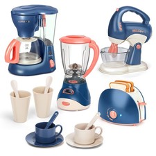 Pretend Play Kitchen Appliances Toy Set with Coffee Maker Machine,Blender,