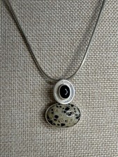 RARE Vintage Silpada S0643 Dalmatian Jasper & Black Onyx Sterling Silver Pendant