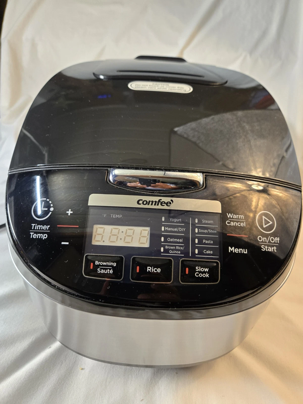 Comfee MB-FS5077 Multi Functional Rice Cooker 10 Cup Black Silver 8 Programs