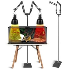 BESTSHOP Dual Reptile Lamp Stand, Heat Lamp Stand 15.7 to 74.3 inch with 2 Adj