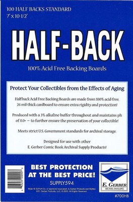 HALF BACKS STANDARD SIZE PACK OF 100 GERBER 7'' x 10 1/2'' #700HB Comic Boards