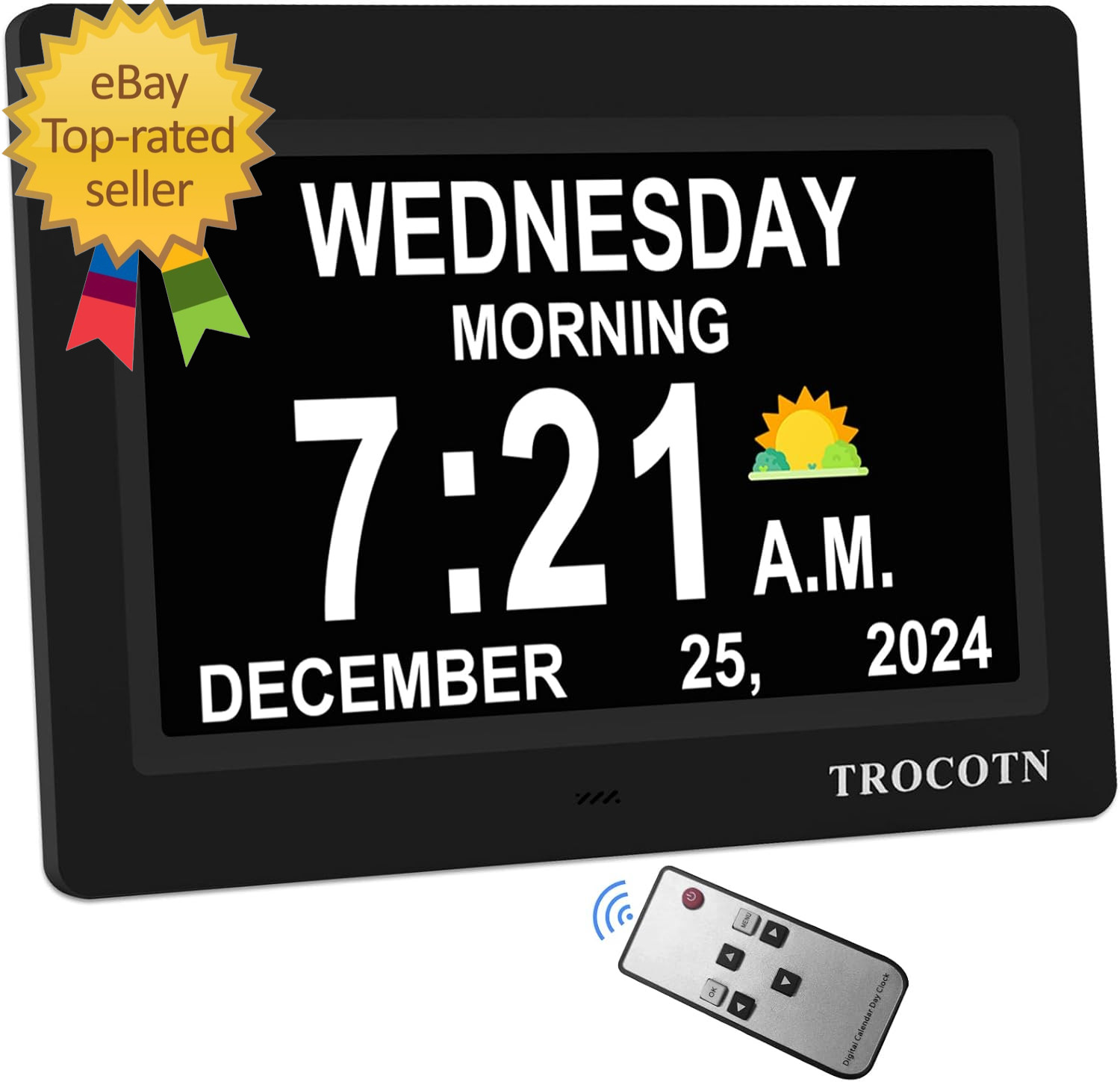Dementia Clock Large Digital Clock for Seniors, Calendar Large Display with Cust
