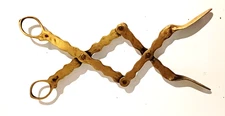 Antique 19th Century Pair Brass Lazy Tongs extending scissor