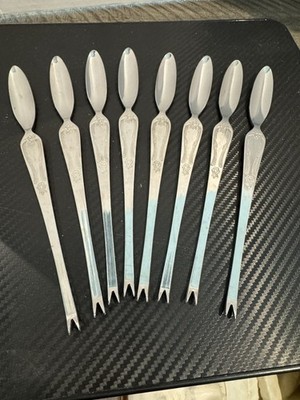 Vintage Rostfrei Stahl Stainless Steel Seafood Cocktail Forks Set Of 8 Floral