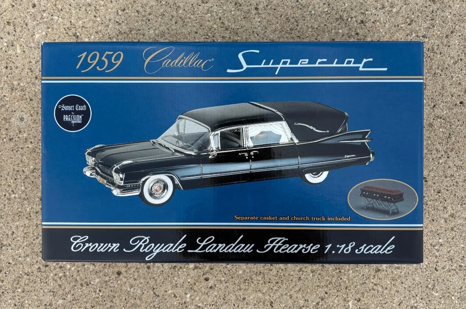 Sunset Coach 1959 Cadillac Superior 1:18 Scale Crown Royale Landau Black Hearse - Image 4 of 4