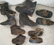 5 Sets Of LEATHER BABY, TODDLER, Dol SHOES, Buttons, Victorian Estate Find
