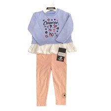 Converse Kids 2 Piece Set Lavender Top Peach Leggings Animal Print 18M