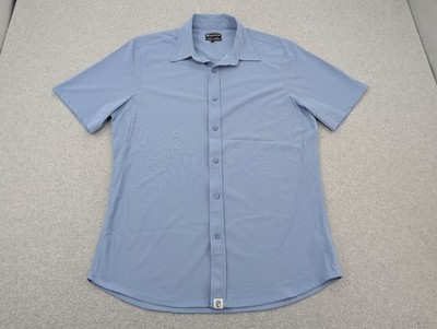 Born Primitive Network Performance Button Up Shirt Mens Large Short Sleeve Blue